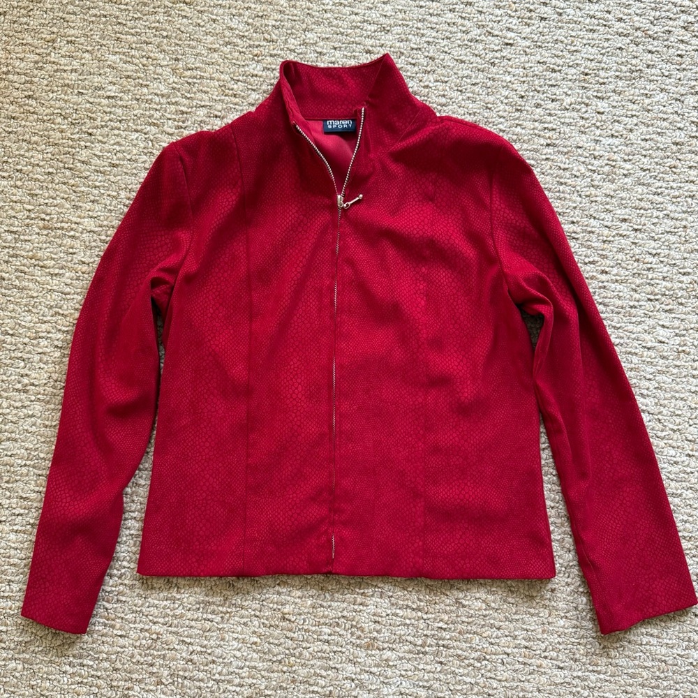 Maren Sport Women’s Red Blazer Snakeskin Print Jacket Size S